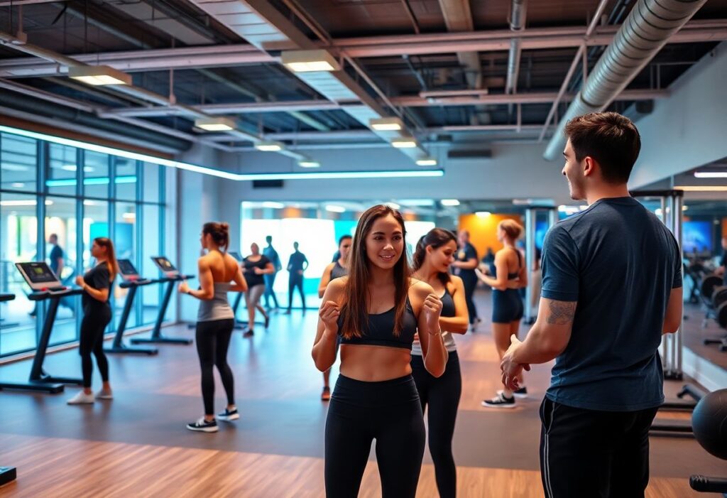 A modern gym with a vibrant, community-driven atmosphere