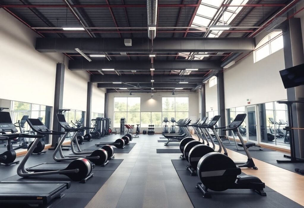 Modern gym with open workout area