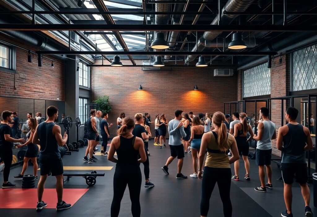 Modern community gym in Tel Aviv with core workout area