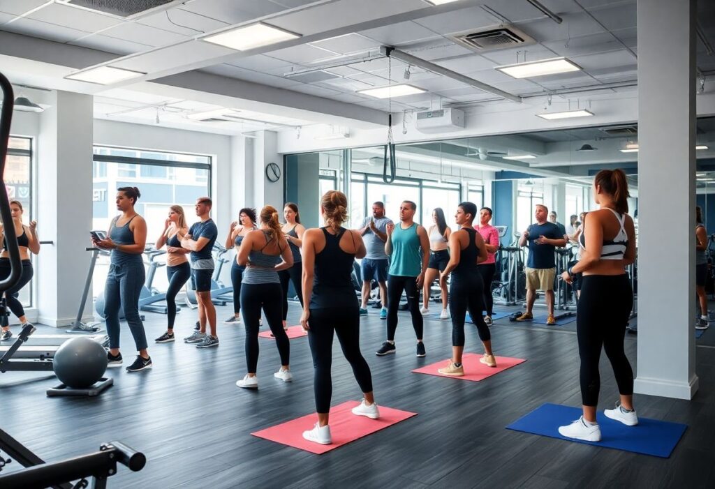 Group workout class in a modern Tel Aviv gym