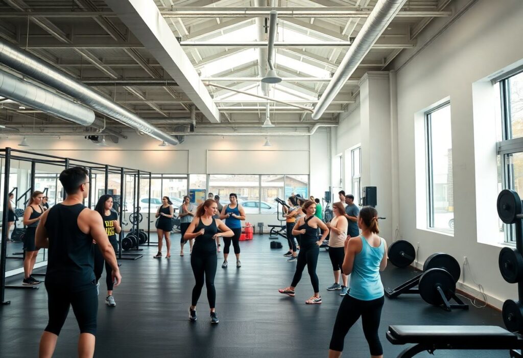 Modern HIIT gym class in central Tel Aviv