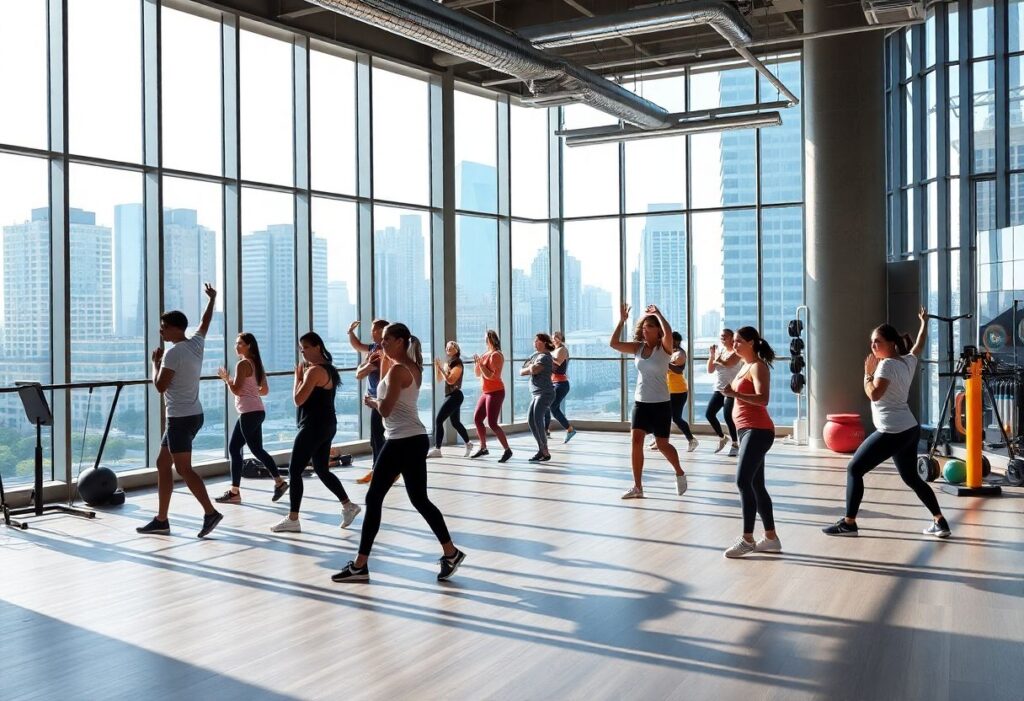 Modern community gym class in Tel Aviv