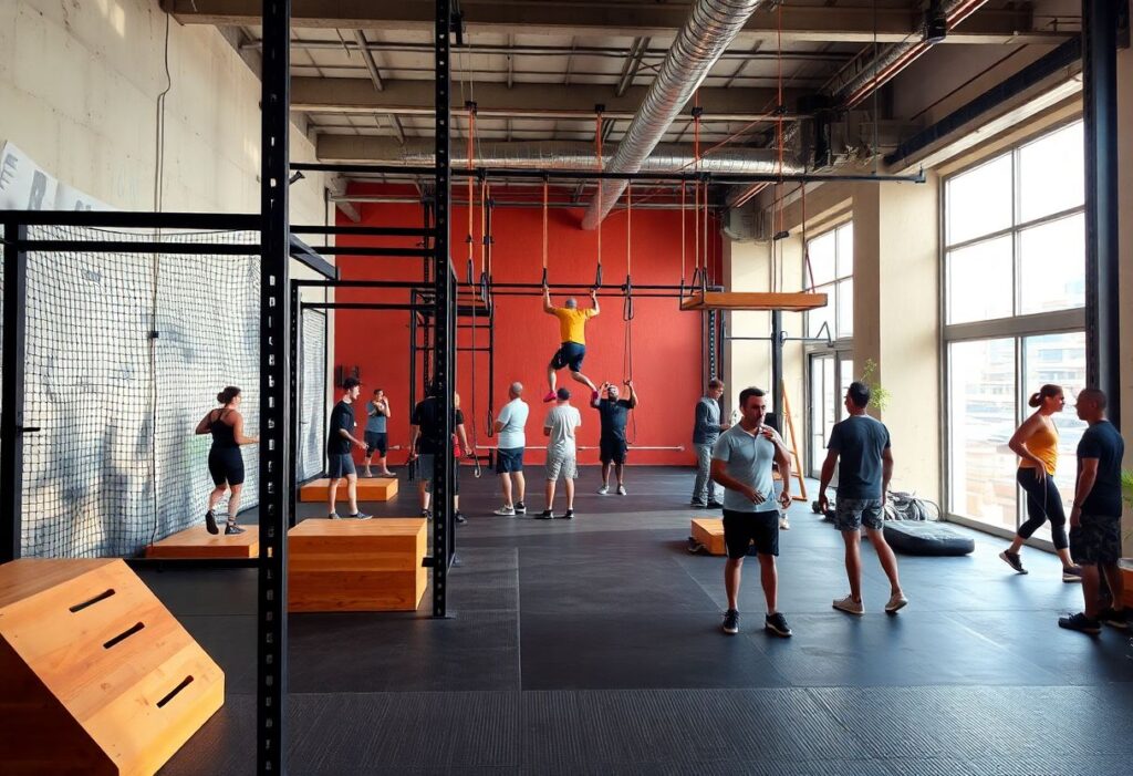 Modern community ninja workout area in Tel Aviv gym