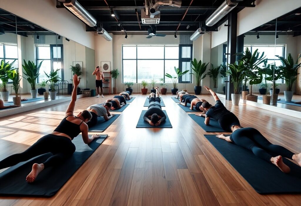 Stretching session at TLV Gym Club's studio