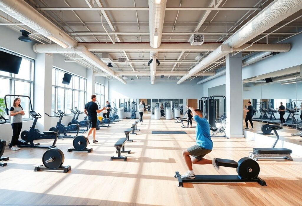Modern gym with free training zone in Tel Aviv