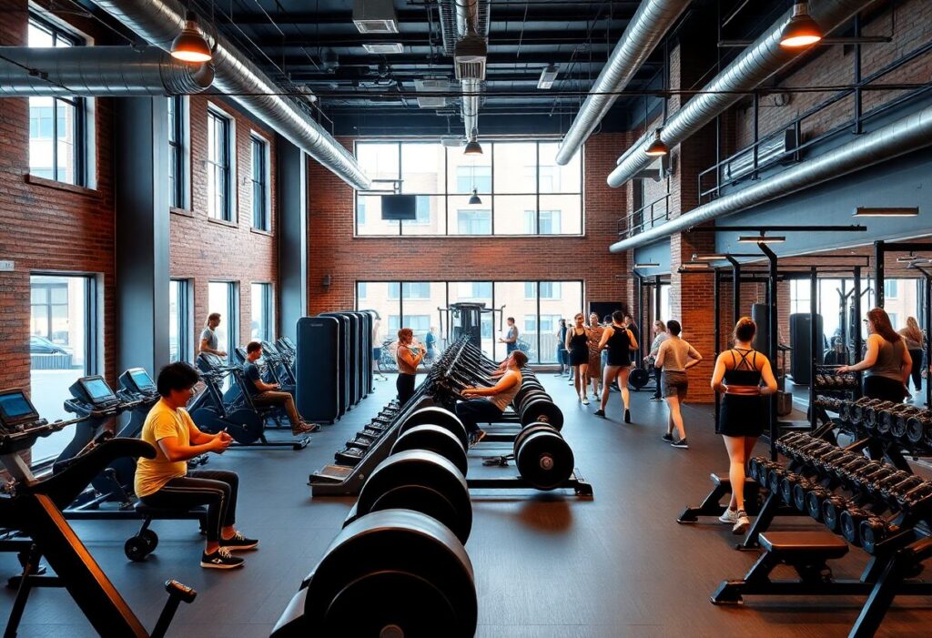 Modern gym with weight machines and community vibe