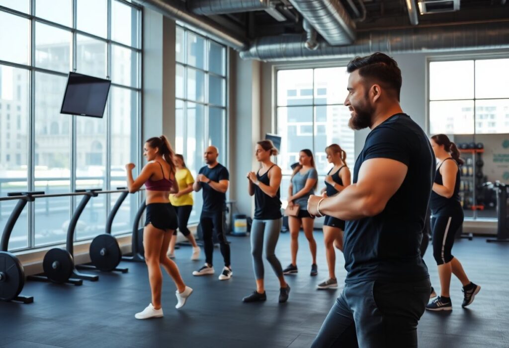 Small group training session at a modern urban gym in Tel Aviv