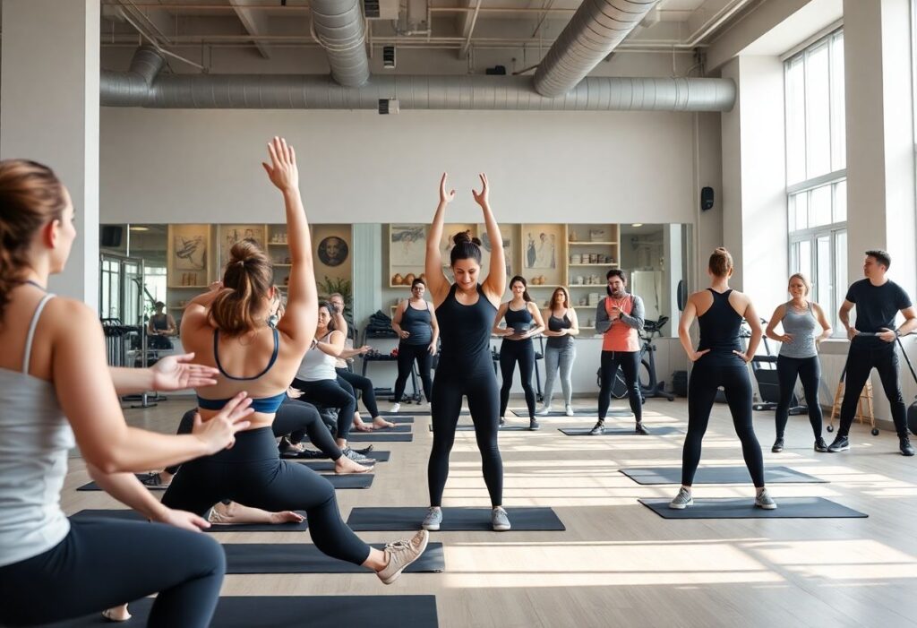 TLV Gym Club interior with Pilates class and communal atmosphere