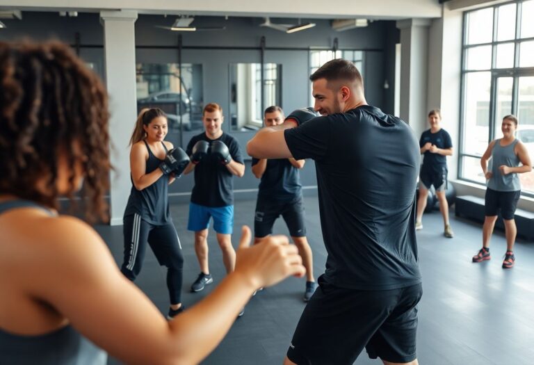 Beginner kickboxing session in a community gym in Tel Aviv