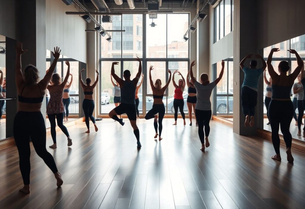 Dance studio with community training vibe in urban gym